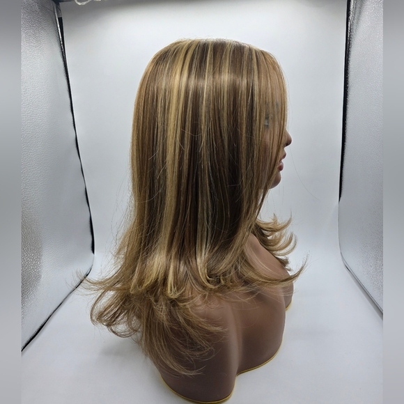 Nels Wigs Kay Light Brunette & Blonde Highlights Monofilament Wig - Picture 7 of 15